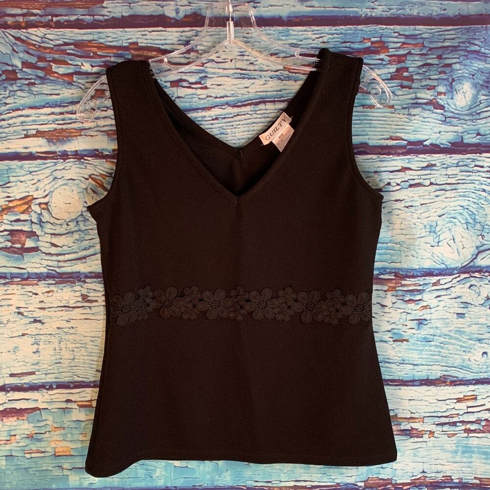 Guilty Embroidered Floral Applique Tank Top